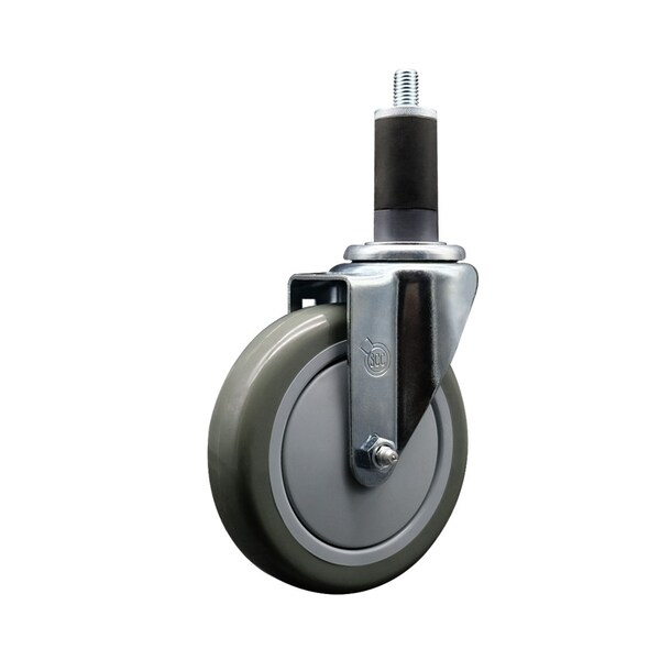 5'' SS Gray Poly Wheel Swivel 1-1/4'' Expanding Stem Caster